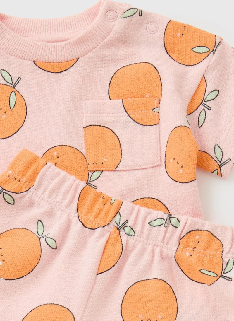 Matalan Baby Pink Peach Top & Short Set